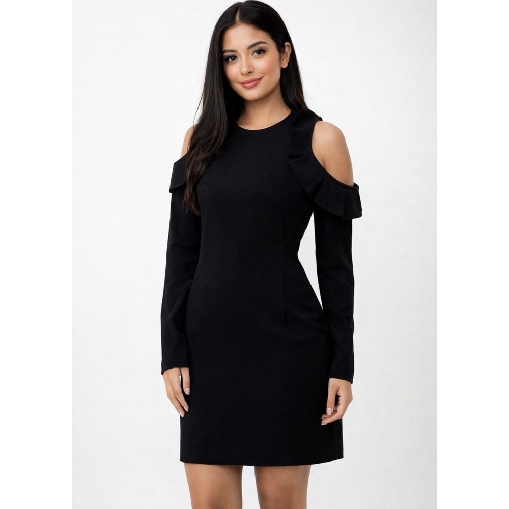 TED BAKER | Black Siiara Cold Shoulder Ruffle Sleeves Ted Sz. 0 or a Size 2 US